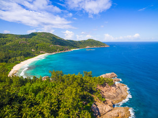 Fototapeta premium Aerial view: Police Bay, Mahe island, Seychelles
