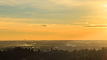 colorful sunset in Bergamo