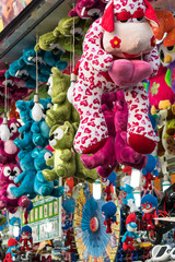 Cow and koala plush toys on fair