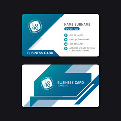 Business card template design blue tone.