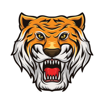 Tiger Head Mascot Vector Logo Icon 