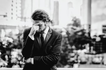 Fototapeta premium Confident young business man in black tie portrait.