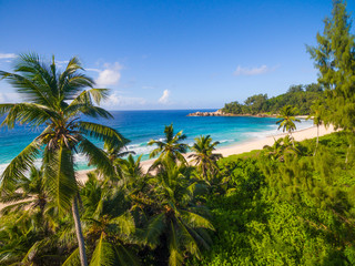 Aerial view: Police Bay, Mah&eacute; Island, Seychelles