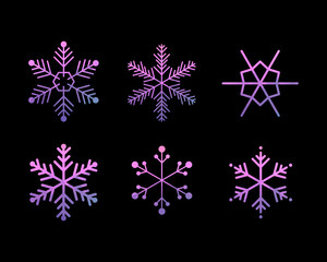 Christmas snow vector icon set.Abstract geometric background