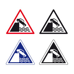 Obraz premium Car auto off bridge traffic road sign set