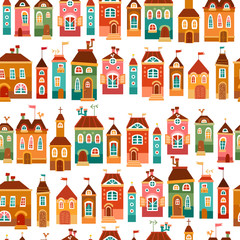 Cute bright childish house pattern