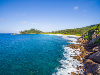 Aerial view: Police Bay, Mahe Island, Seychelles