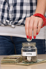 Fototapeta na wymiar Saving money for living