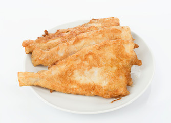 fried fish fillets isolated on white