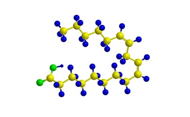 Molecular structure of gamma Linoleic acid, 3D rendering