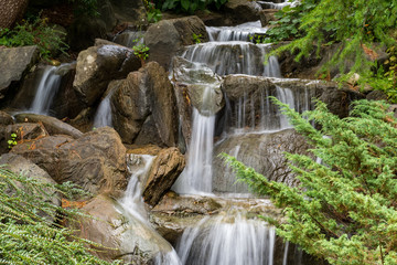 cascading waterfall in the park
