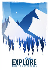 Vector illustration of Climbing, Trekking, Hiking, Mountaineering. Extreme sports, outdoor recreation, adventure in the mountains, vacation.