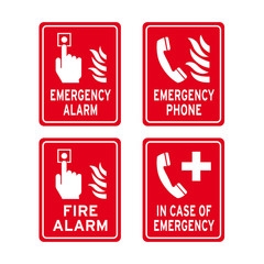 Emergency fire alarm phone sign set