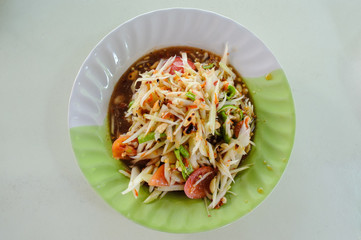 Thai papaya salad with sticky rice