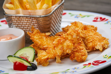 chicken nuggets with french fries