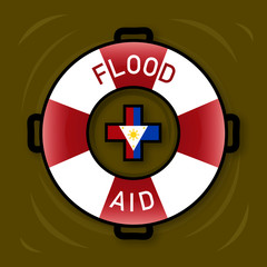 Illustration of Flood Aid Symbol for flooding in Philippine Islands.