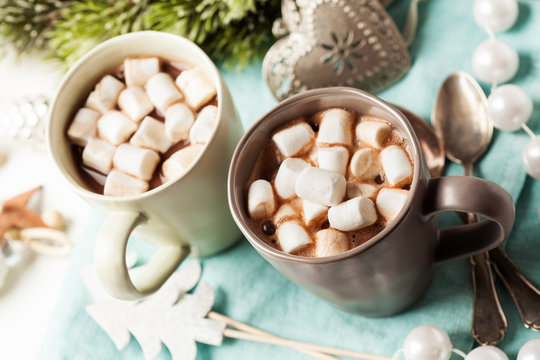 Hot chocolates with marshmallows