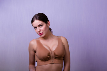 Woman wearing a compressing bra