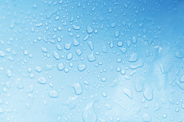 water drops on blue background