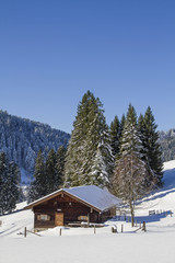 Obraz na płótnie Canvas Winterwanderung zur Lexen Alm im Längental