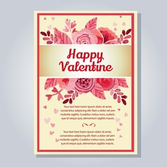 valentine letter with watercolor flower