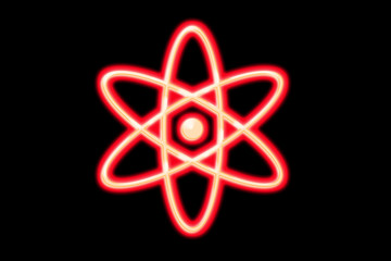 Símbolo rojo de energía nuclear.