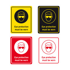 Eye protection must be worn sign set