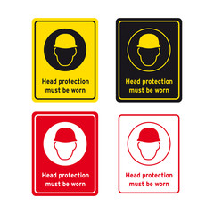Head protection must be worn sign set