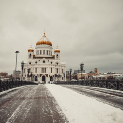 Moscow, the Cathedral of Christ the Saviour in winter