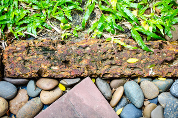 Border near stone pebble, abstract background