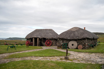 Fototapeta na wymiar Historic original houses on the island of Skye in Scotland