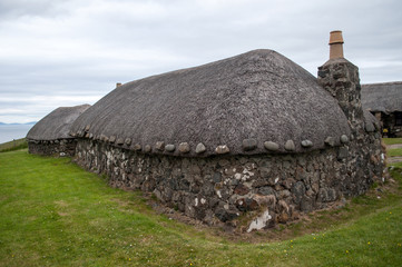 Historic original houses on the island of Skye in Scotland