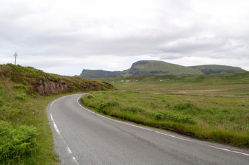 Naklejka premium Landscape with road on the island of Skye in the north of Scotland