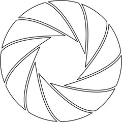 Vector graphic illustration of a camera aperture with 11 blades