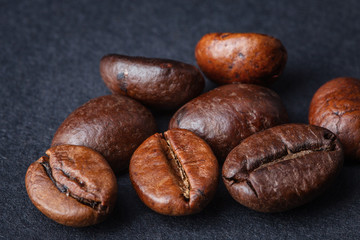 Coffee beans on a dark background