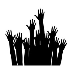 Set of raised hands isolated on white, vector.