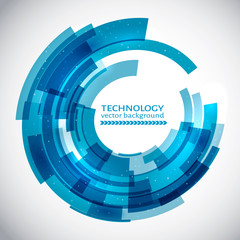Blue technology abstract circle background. Easy to edit design template for your business artworks. Vector illustration.