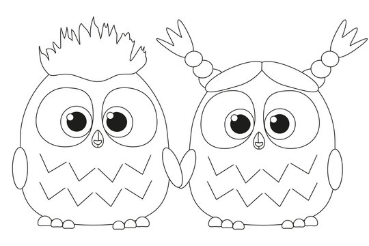 Black and white poster with an owl couple