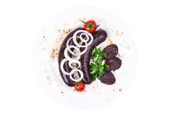 Black pudding, blood sausage cut into pieces