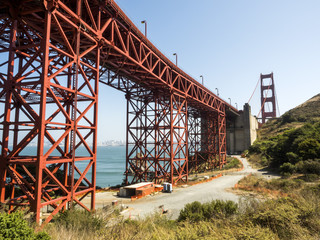 Obraz premium Golden Gate Bridge structure - San Francisco, California, CA, USA