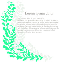 Background green fern leaves on white, Lorem ipsum stock vector illustration
