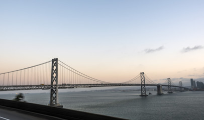 Fototapeta na wymiar Oakland Bay Bridge, sunset skyline - San Francisco, SF, California, CA, USA
