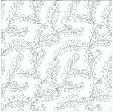 Seamless floral pattern outline fern leaves on light green stock vector illustration