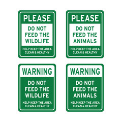 Please do not feed the wildlife sign set