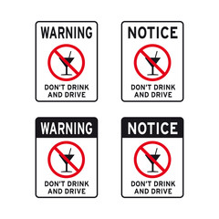Don't drink and drive warning notice sign set