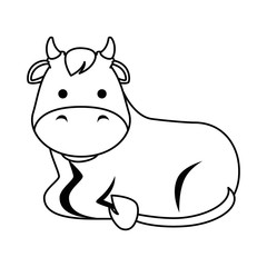 cute ox character icon vector illustration design