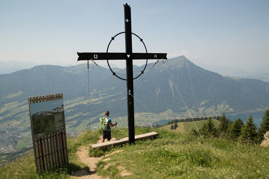 Young hiker at Gnipen, Rossberg, Switzerland