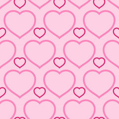 Vector illustration of hearts. Seamless pattern for Valentine Day. Pink background.