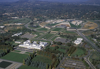 Canberra, Australia, parliament house old and new.