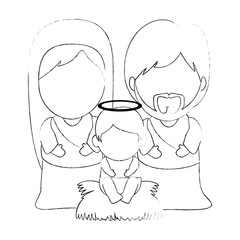 holy family christmas characters vector illustration design